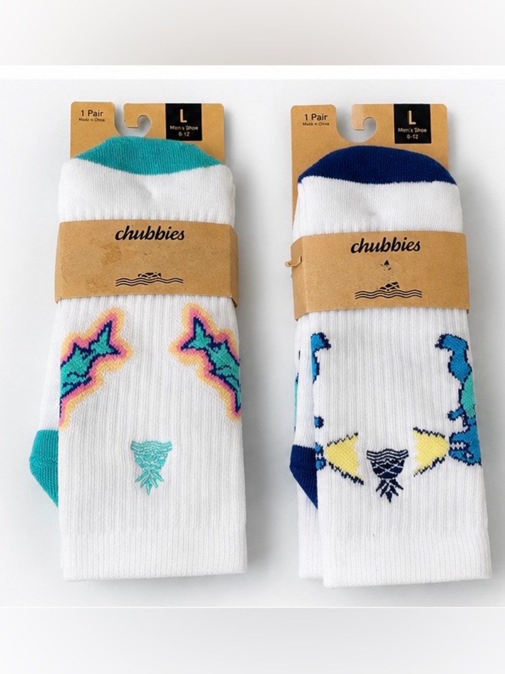 Chubbies The Apex & Roaring Dinosaur All Day Socks L 8-12 set of 2